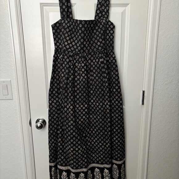 J.Crew Squareneck Midi Dress in Black Block Print Size 12 NWT - Picture 4 of 11